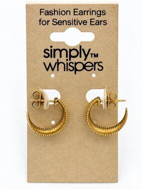 Simply Whispers NWT Gold Tone Hoop Earrings for Sensitive Ears